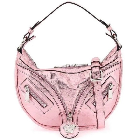 Versace Small Repeat Metallic-Effect Shoulder Bag - Picture 1 of 9